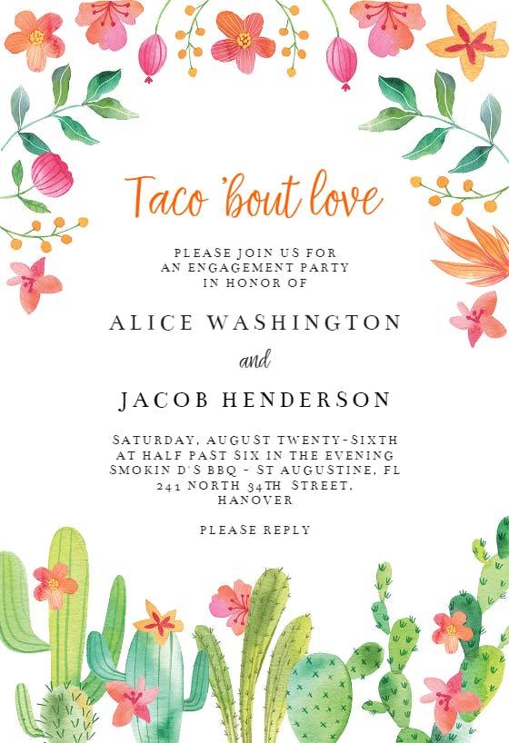 Flowerly Fiesta Engagement Party Invitation Template (Free